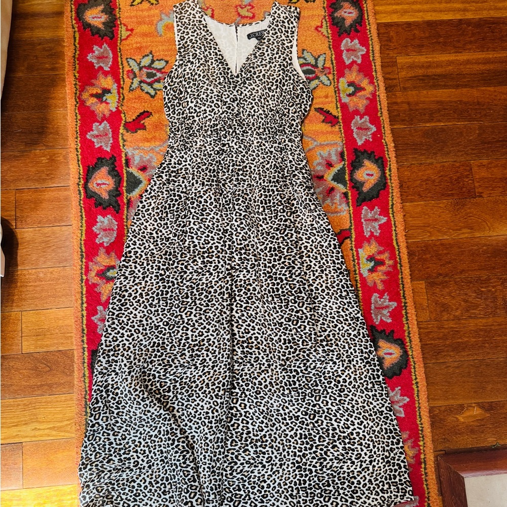 J. Crew Leopard Print Sleeveless Midi Dress